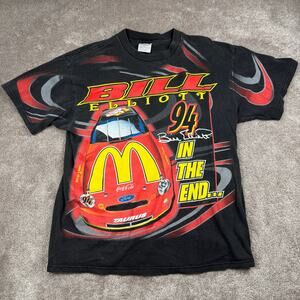 Vtg Bill Elliott T-Shirt Size L 94 AOP Nascar Racing Tultex 1999 McDonald's